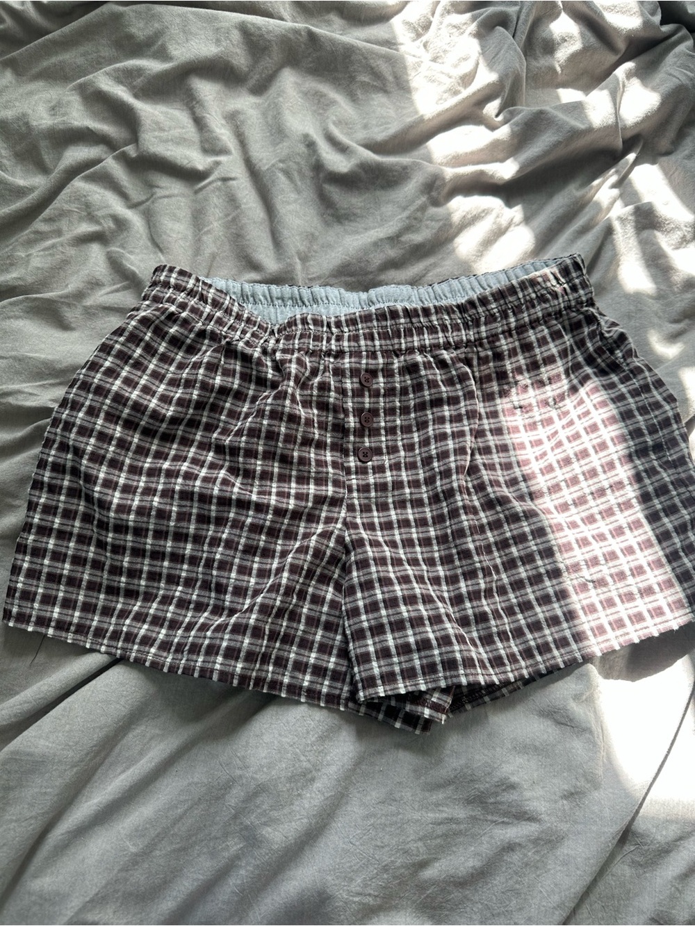 Pacsun Plaid Lounge Shorts in Maroon - Soft Check Sleepwear